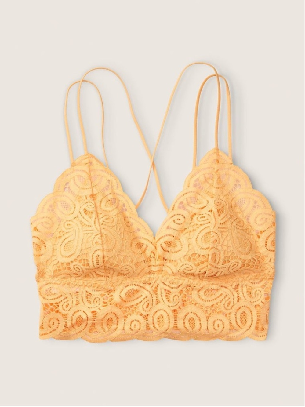 VS PINK Crochet Lace Serpetine Bralette Sunlit Butter Yellow Size Small
